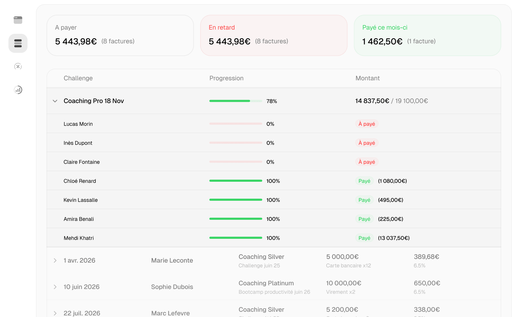 Winloop billing and commissions interface